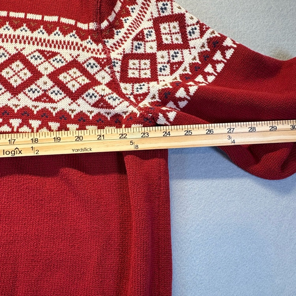 St. John's Bay Red and White Zip Up Sweater - Picture 5 of 6